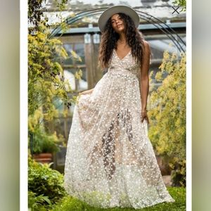 Altar'd State Floral Cream Maxi Dress